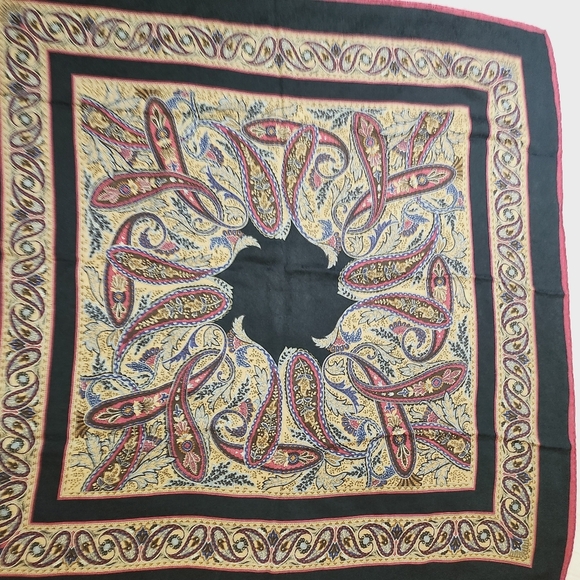 YVES SAINT LAURENT scarf paisley classic design silky scarves style multi color - Picture 7 of 11